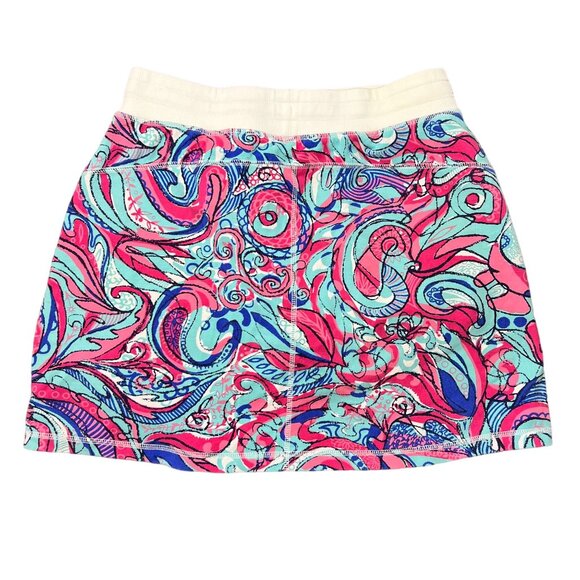 Talbots Skirt Ribbed Waistline Women Whimsical Artsy Print Skort Multicolor Size - Picture 2 of 8